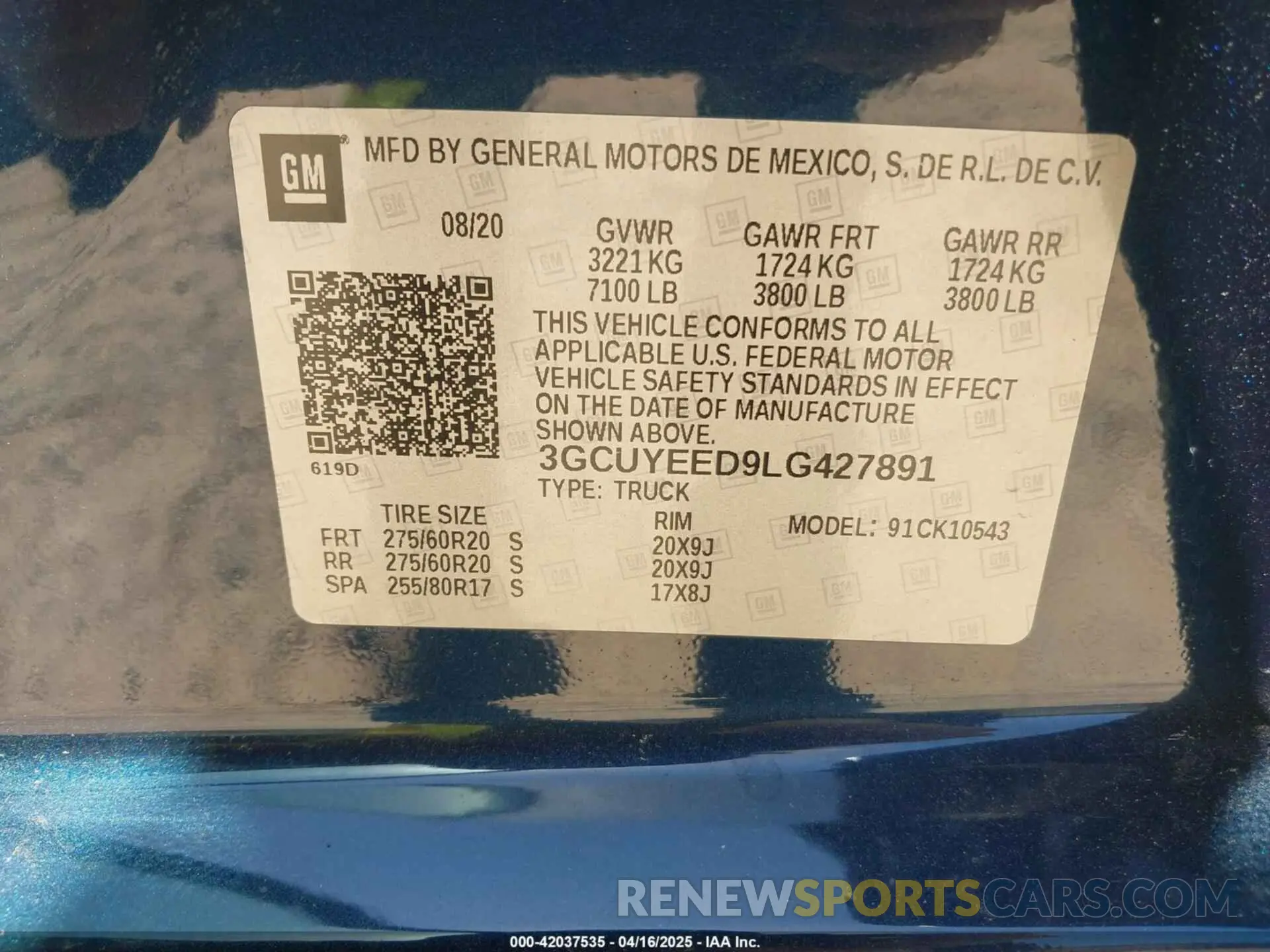 9 fotografías del automóvil dañado 3GCUYEED9LG427891 CHEVROLET SILVERADO 1500 2020