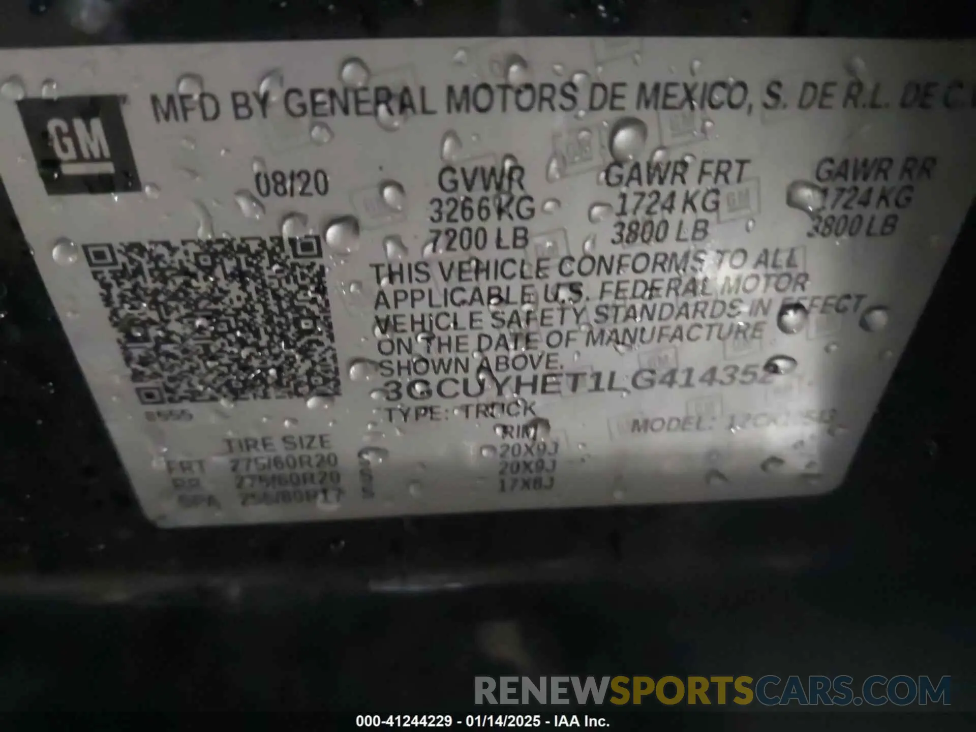 9 fotografías del automóvil dañado 3GCUYHET1LG414352 CHEVROLET SILVERADO 1500 2020