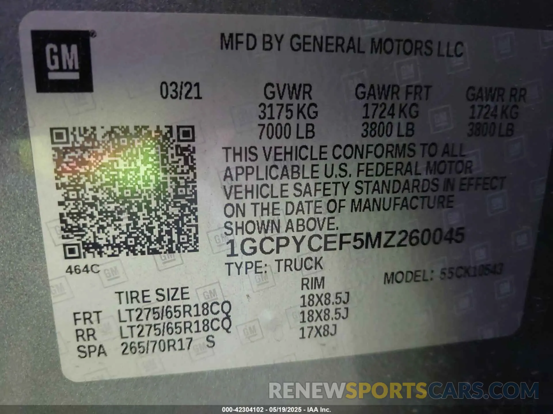 9 fotografías del automóvil dañado 1GCPYCEF5MZ260045 CHEVROLET SILVERADO 1500 2021