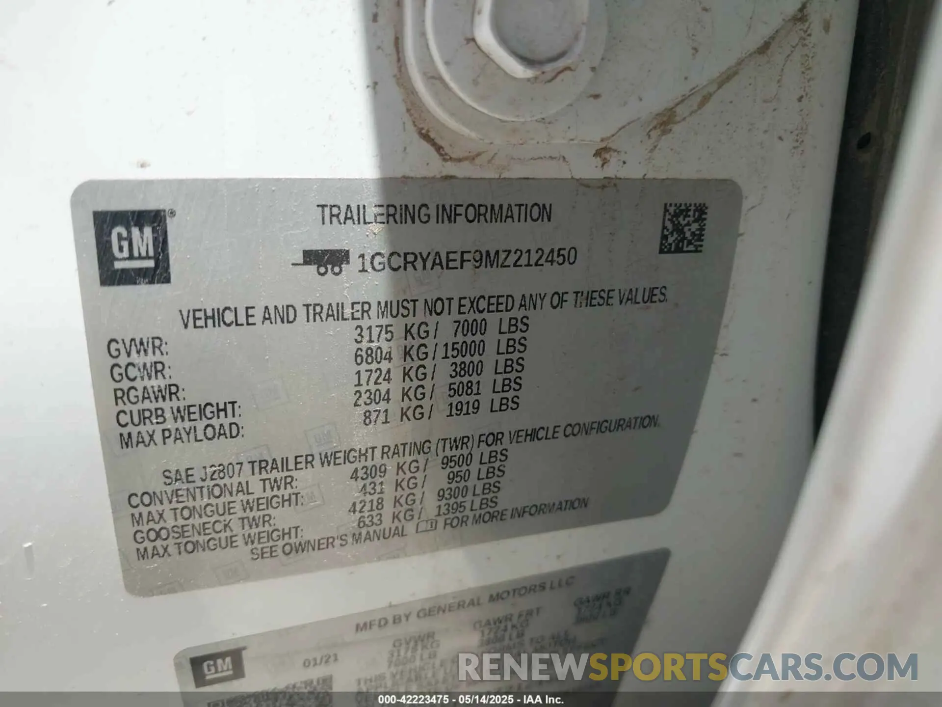 9 fotografías del automóvil dañado 1GCRYAEF9MZ212450 CHEVROLET SILVERADO 1500 2021