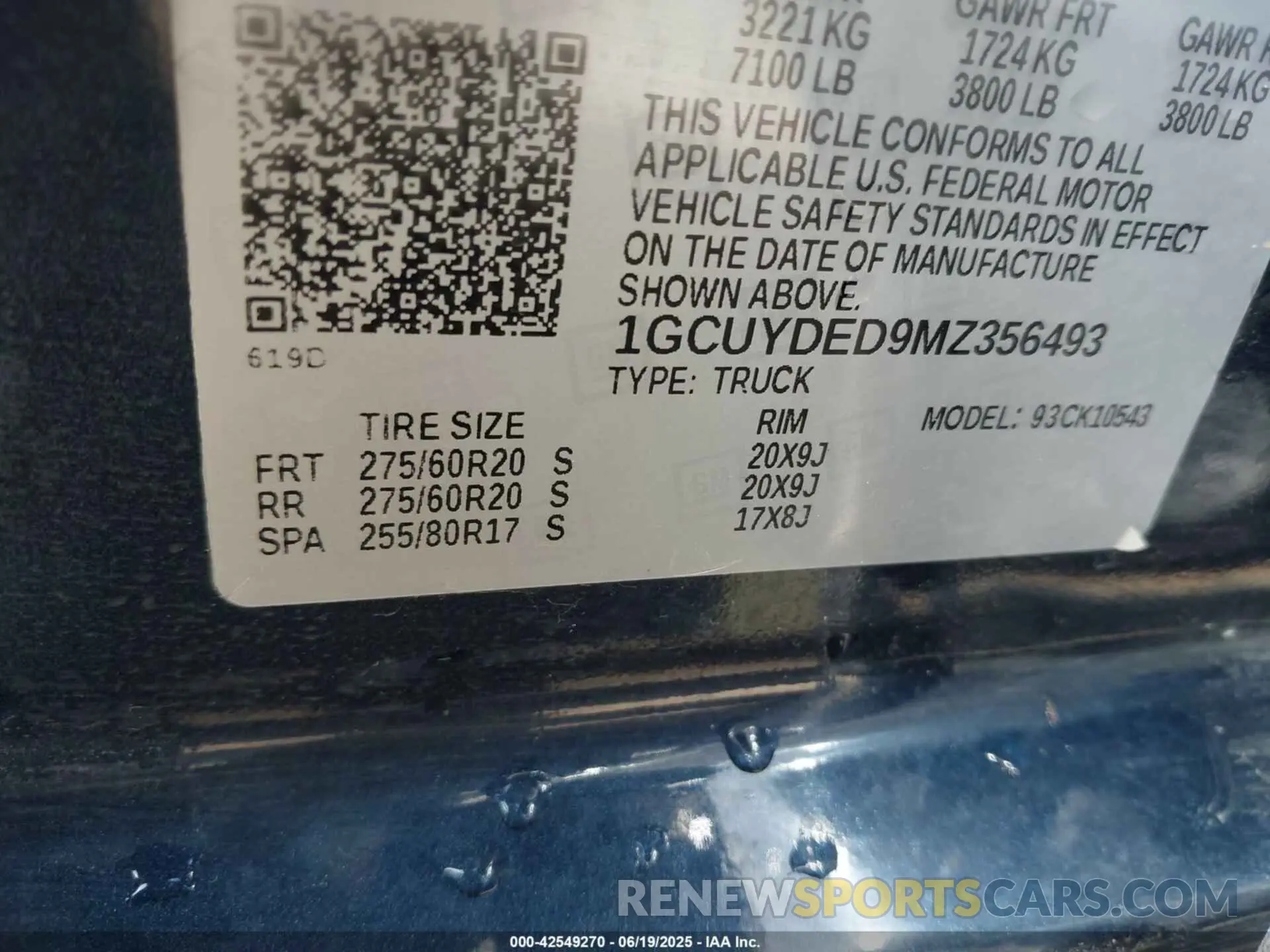 9 fotografías del automóvil dañado 1GCUYDED9MZ356493 CHEVROLET SILVERADO 1500 2021