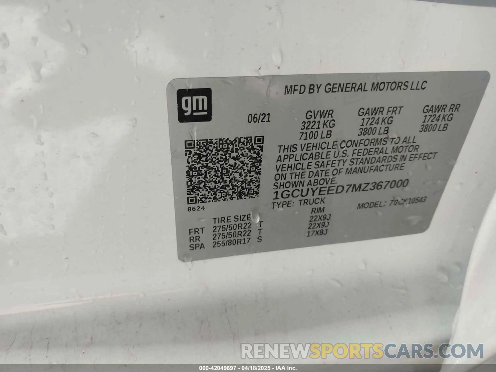 9 fotografías del automóvil dañado 1GCUYEED7MZ367000 CHEVROLET SILVERADO 1500 2021