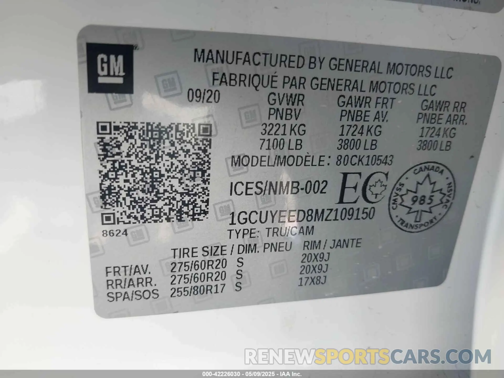 9 fotografías del automóvil dañado 1GCUYEED8MZ109150 CHEVROLET SILVERADO 1500 2021