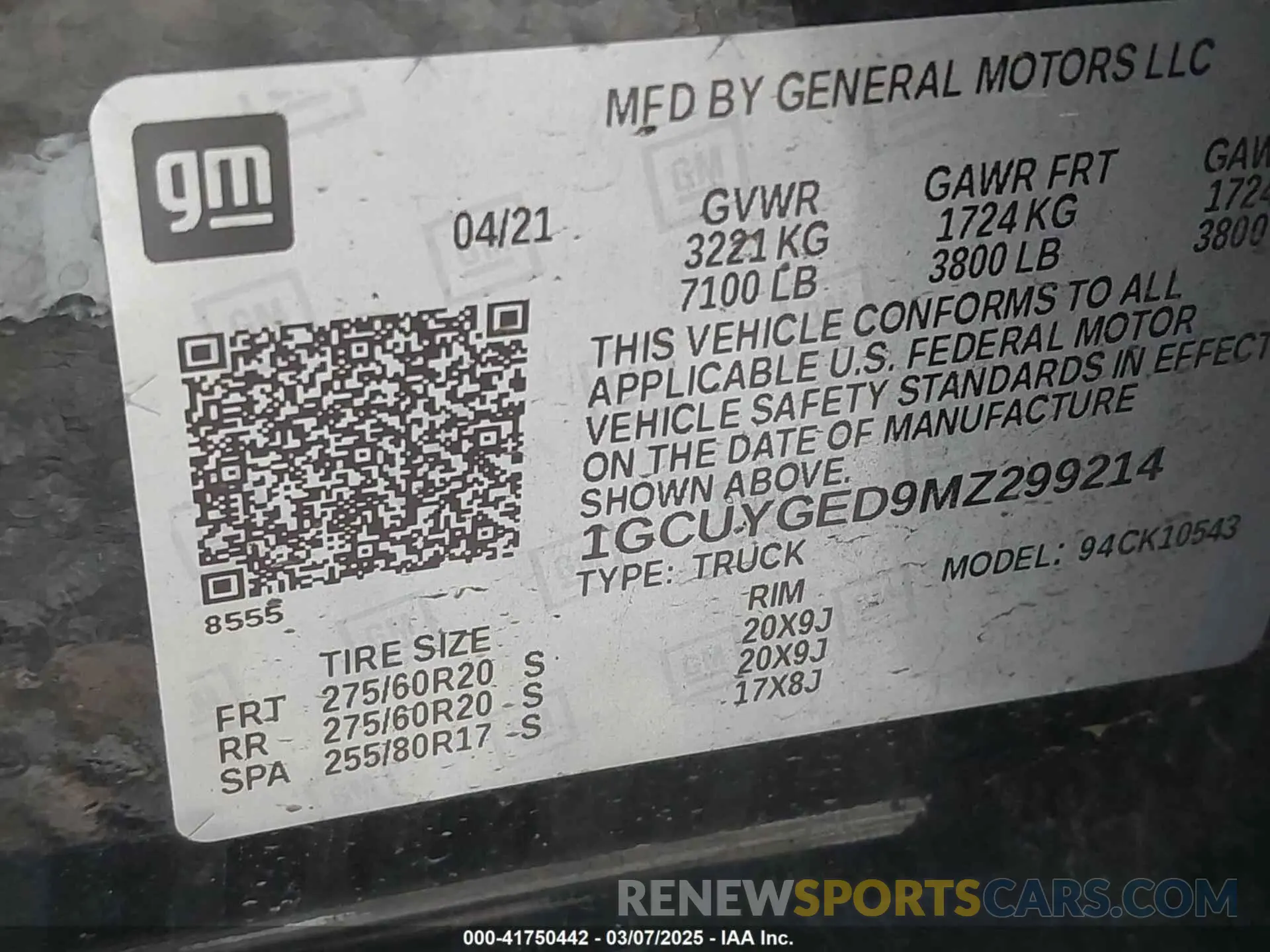 9 fotografías del automóvil dañado 1GCUYGED9MZ299214 CHEVROLET SILVERADO 1500 2021