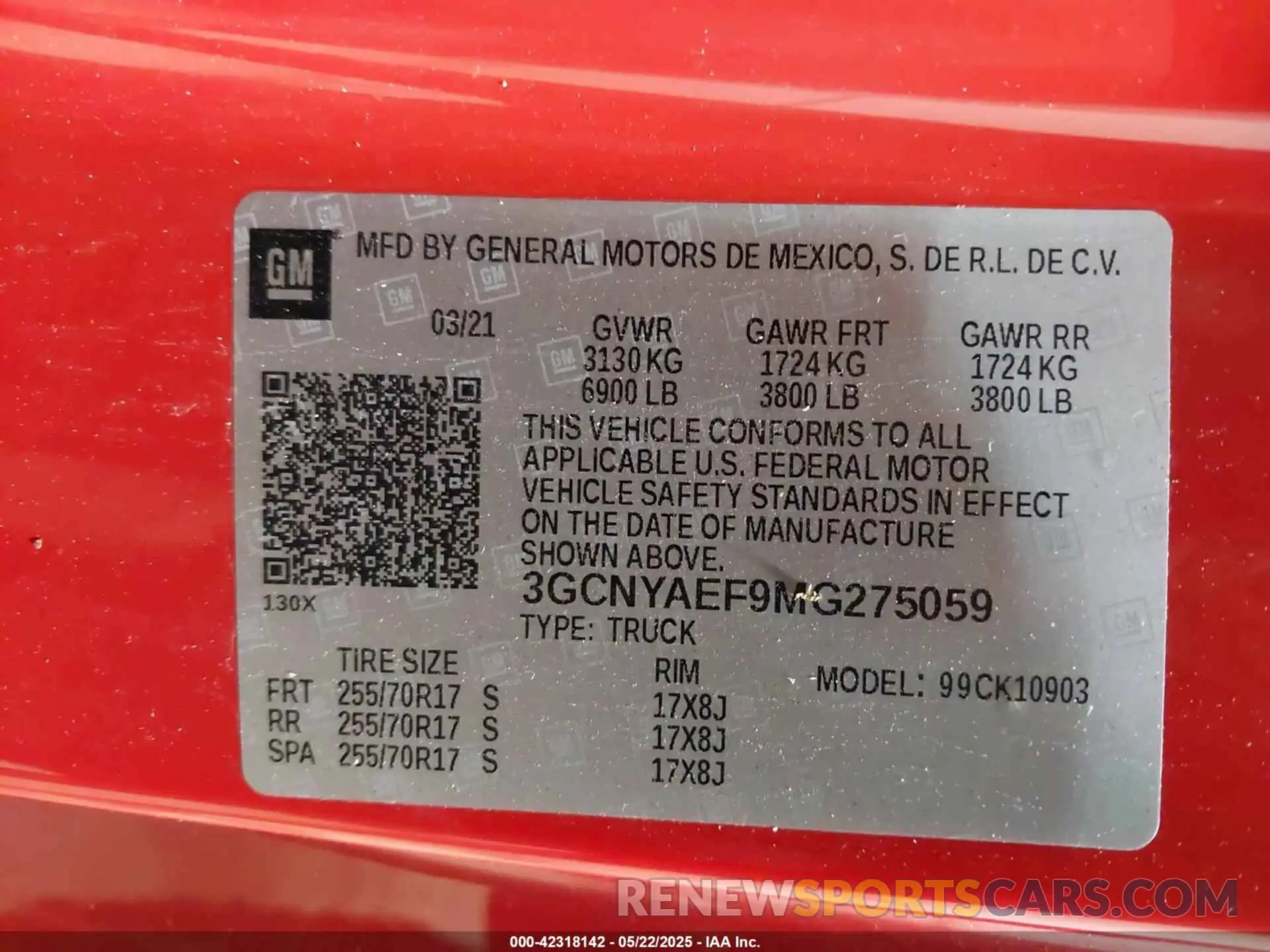 8 fotografías del automóvil dañado 3GCNYAEF9MG275059 CHEVROLET SILVERADO 1500 2021