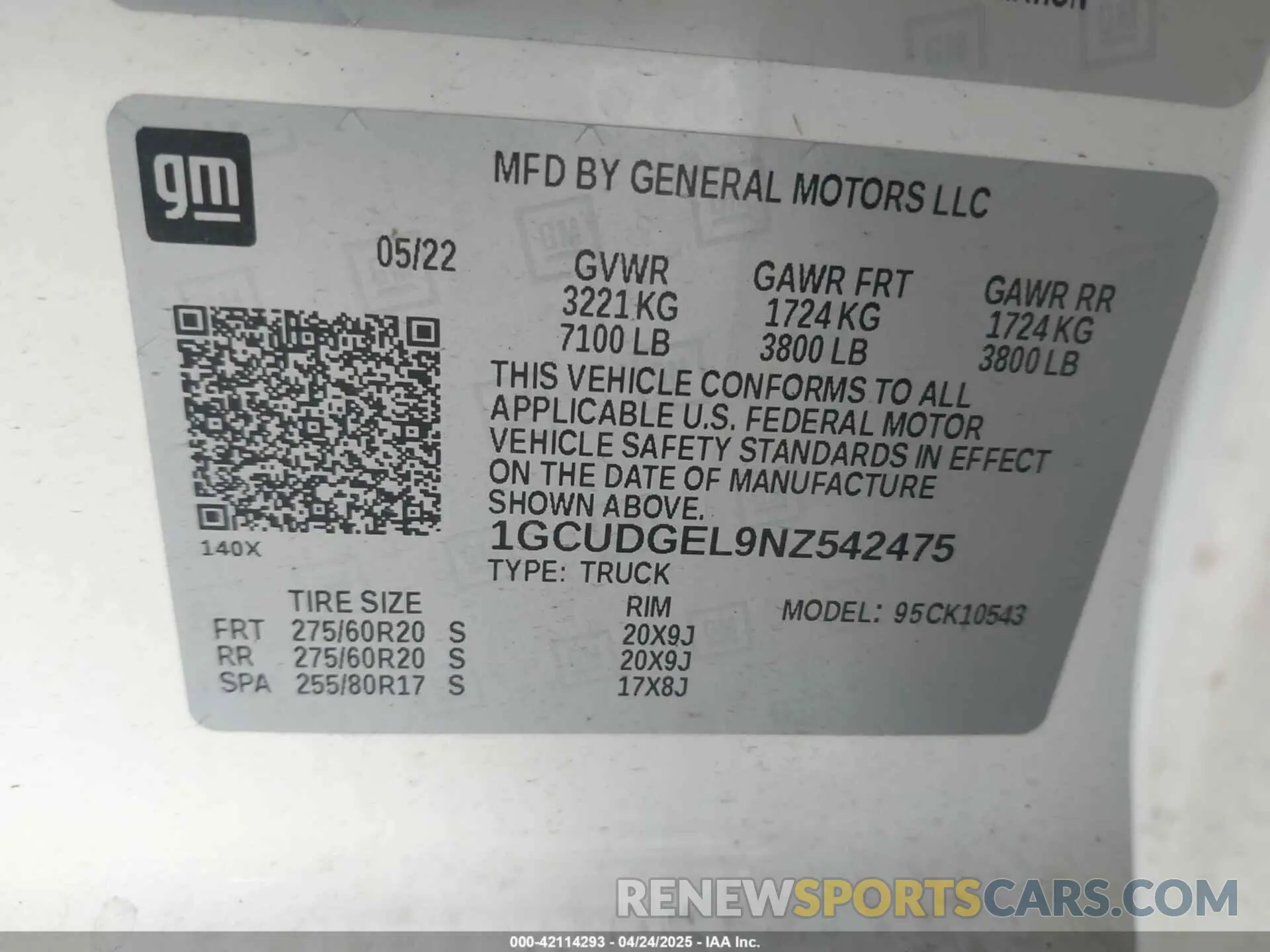 9 fotografías del automóvil dañado 1GCUDGEL9NZ542475 CHEVROLET SILVERADO 1500 2022