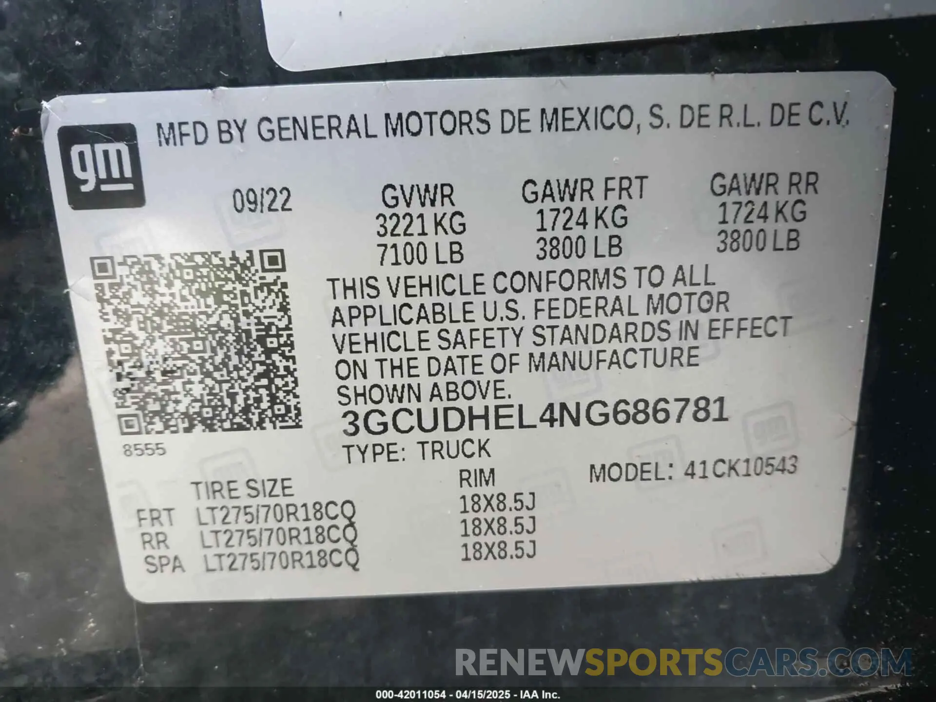 9 fotografías del automóvil dañado 3GCUDHEL4NG686781 CHEVROLET SILVERADO 1500 2022