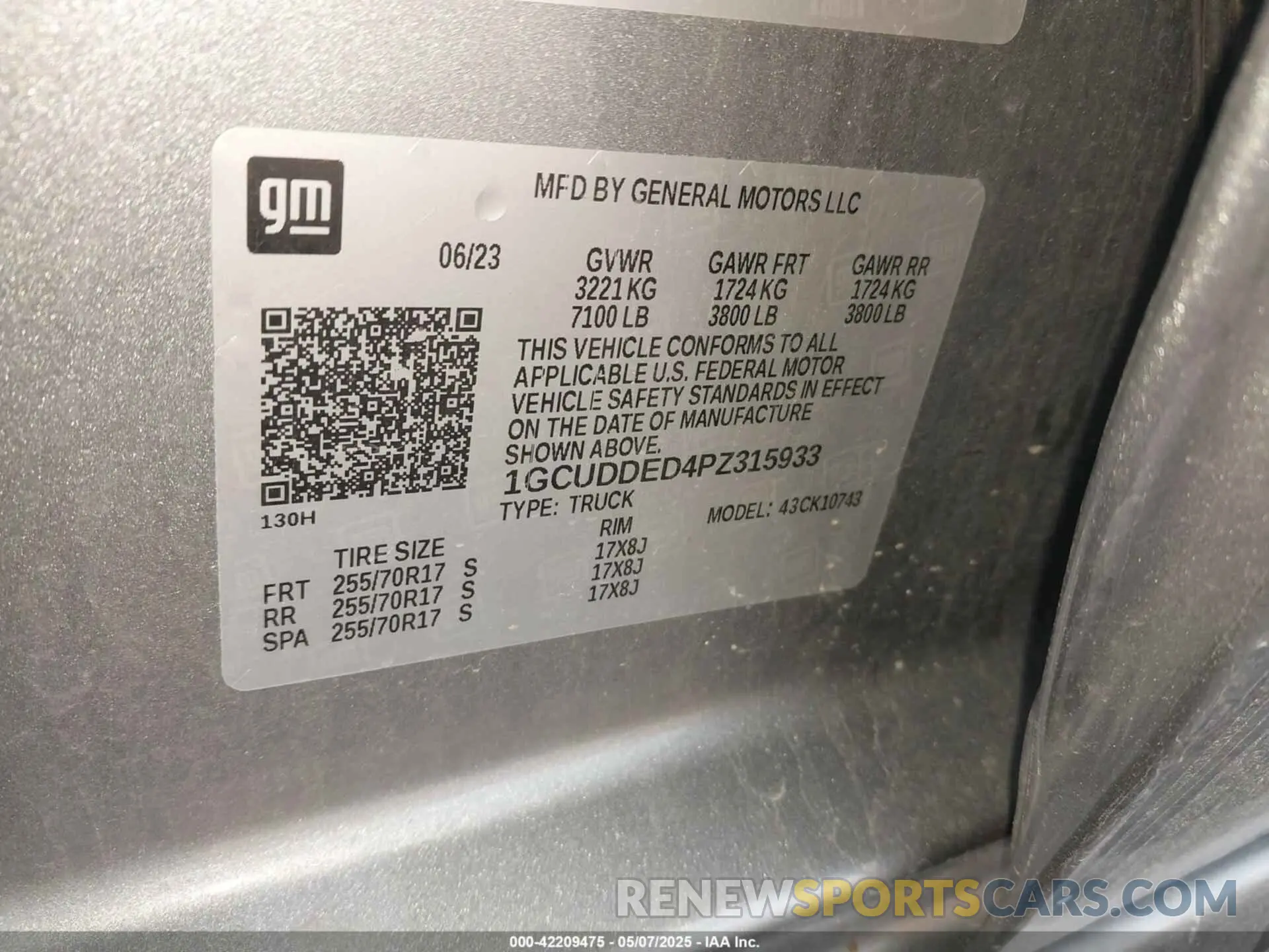 9 fotografías del automóvil dañado 1GCUDDED4PZ315933 CHEVROLET SILVERADO 1500 2023