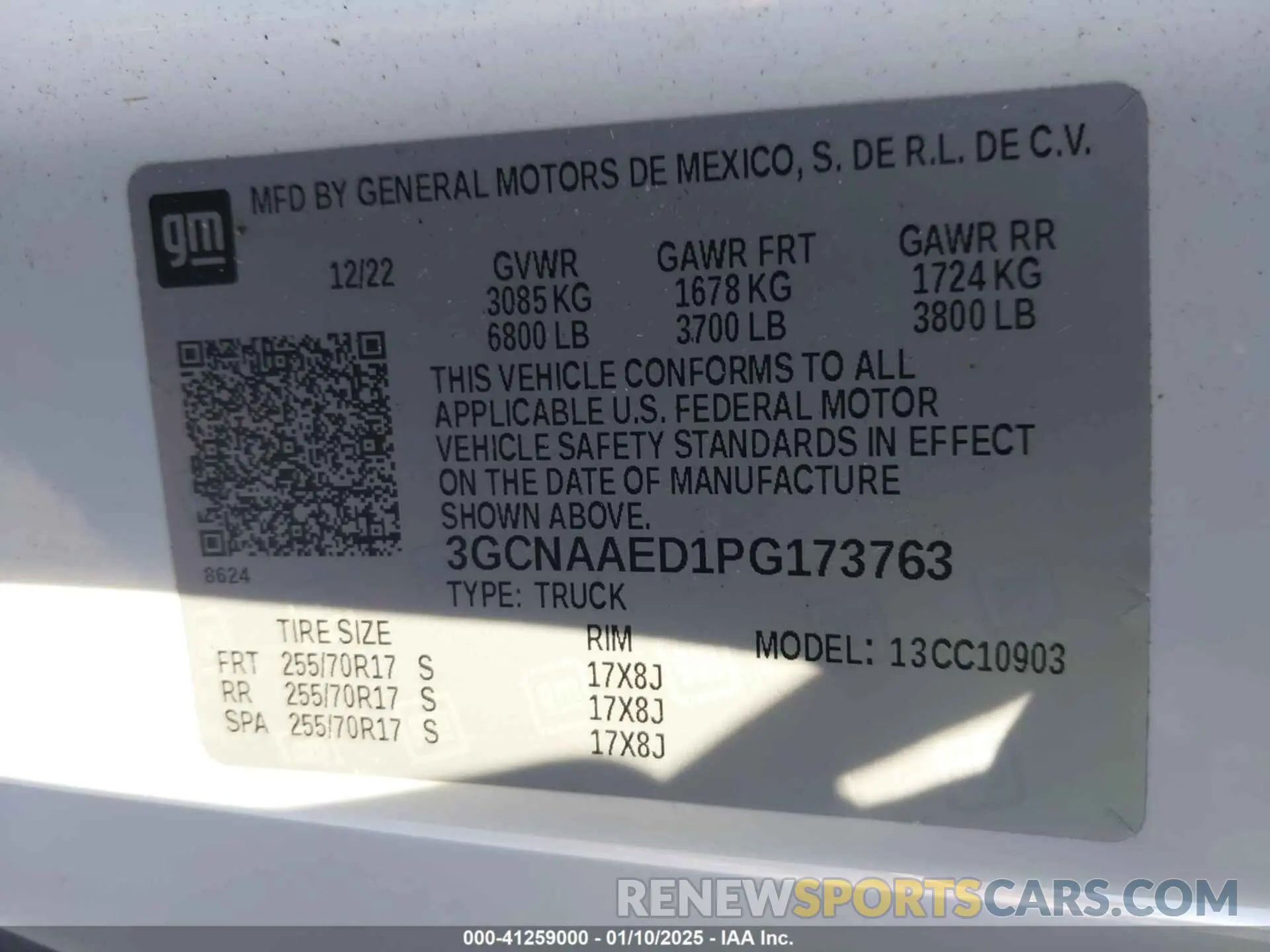9 fotografías del automóvil dañado 3GCNAAED1PG173763 CHEVROLET SILVERADO 1500 2023