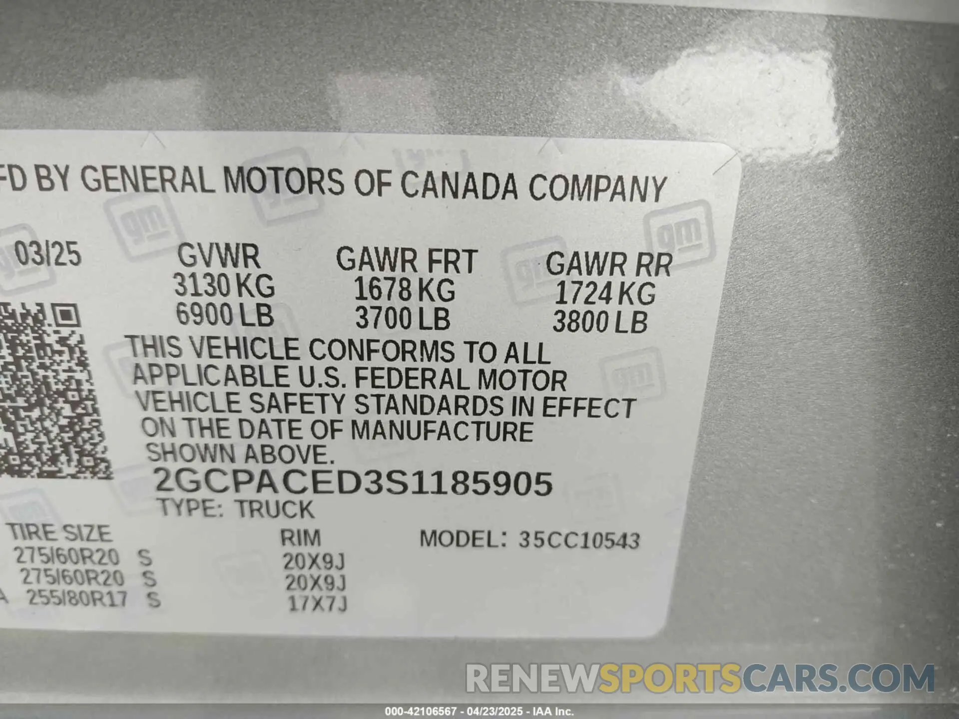 9 fotografías del automóvil dañado 2GCPACED3S1185905 CHEVROLET SILVERADO 1500 2025