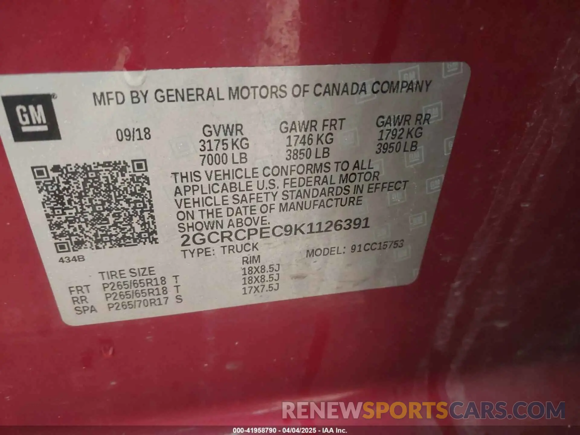 9 fotografías del automóvil dañado 2GCRCPEC9K1126391 CHEVROLET SILVERADO 1500 LD 2019