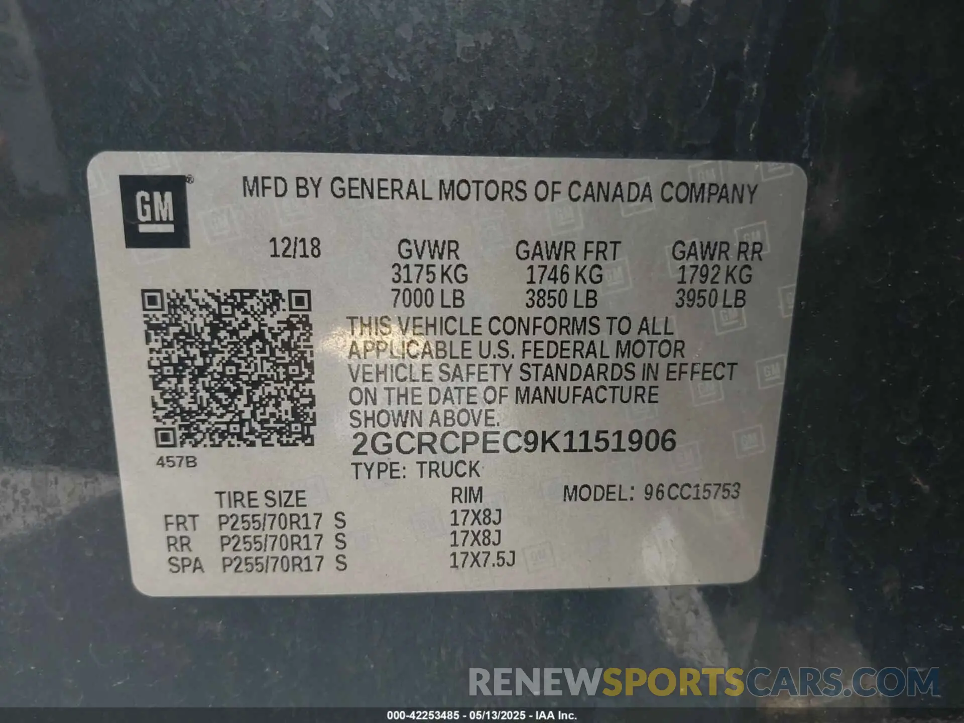 9 fotografías del automóvil dañado 2GCRCPEC9K1151906 CHEVROLET SILVERADO 1500 LD 2019