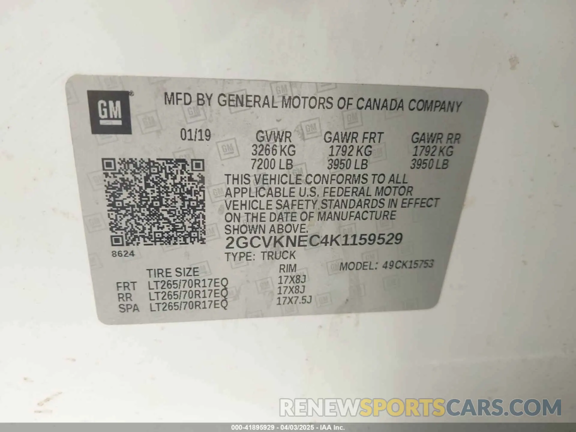 9 fotografías del automóvil dañado 2GCVKNEC4K1159529 CHEVROLET SILVERADO 1500 LD 2019