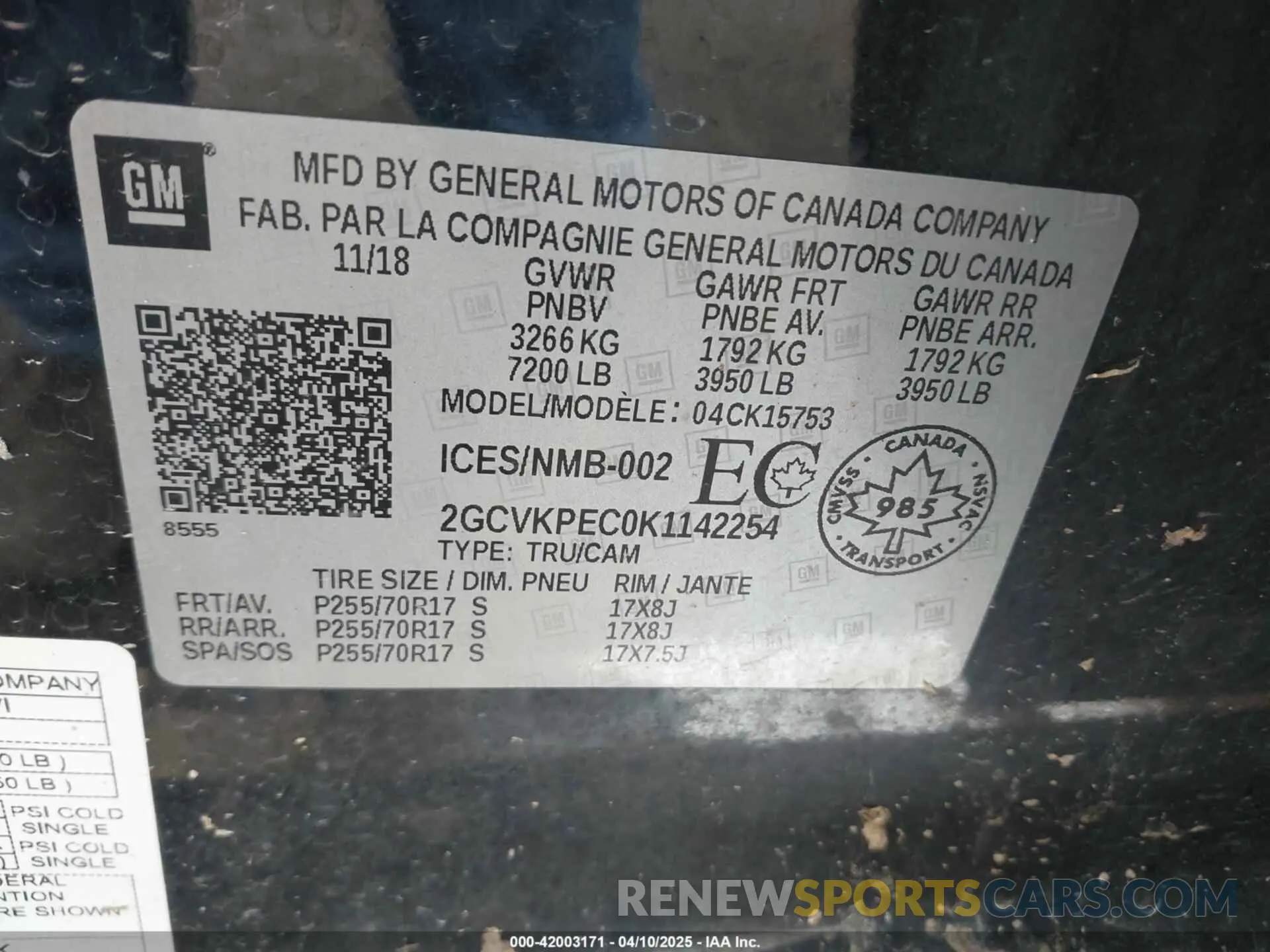 9 fotografías del automóvil dañado 2GCVKPEC0K1142254 CHEVROLET SILVERADO 1500 LD 2019