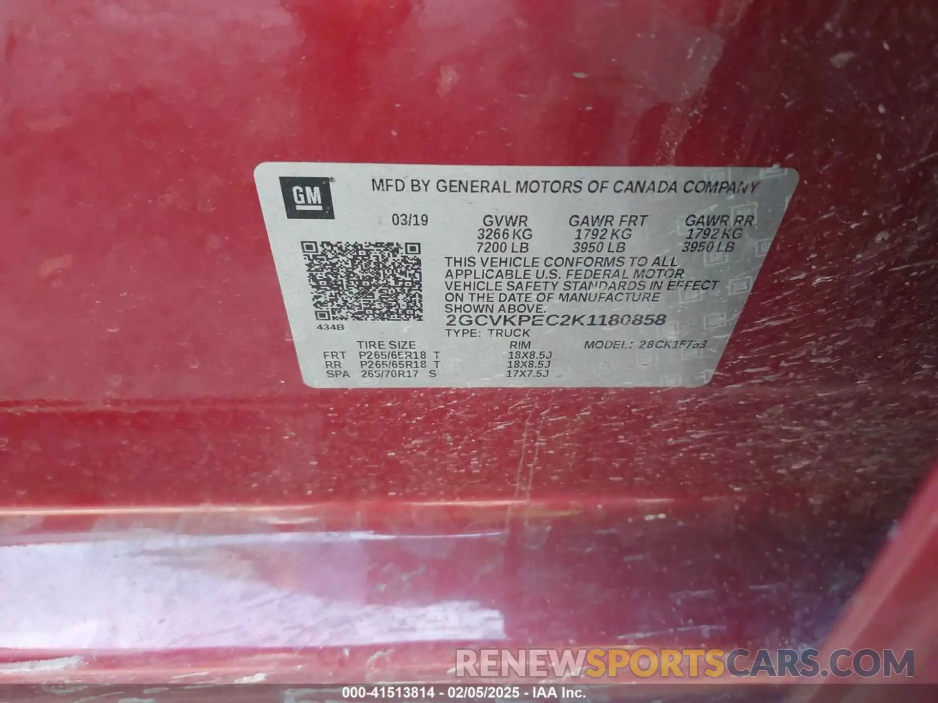 9 fotografías del automóvil dañado 2GCVKPEC2K1180858 CHEVROLET SILVERADO 1500 LD 2019