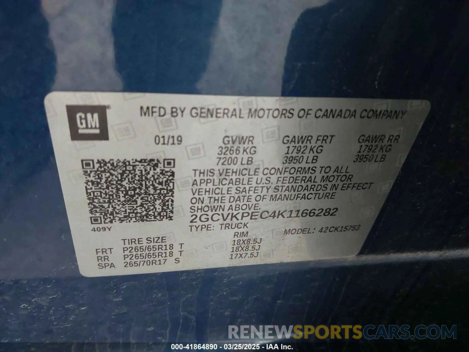 9 fotografías del automóvil dañado 2GCVKPEC4K1166282 CHEVROLET SILVERADO 1500 LD 2019