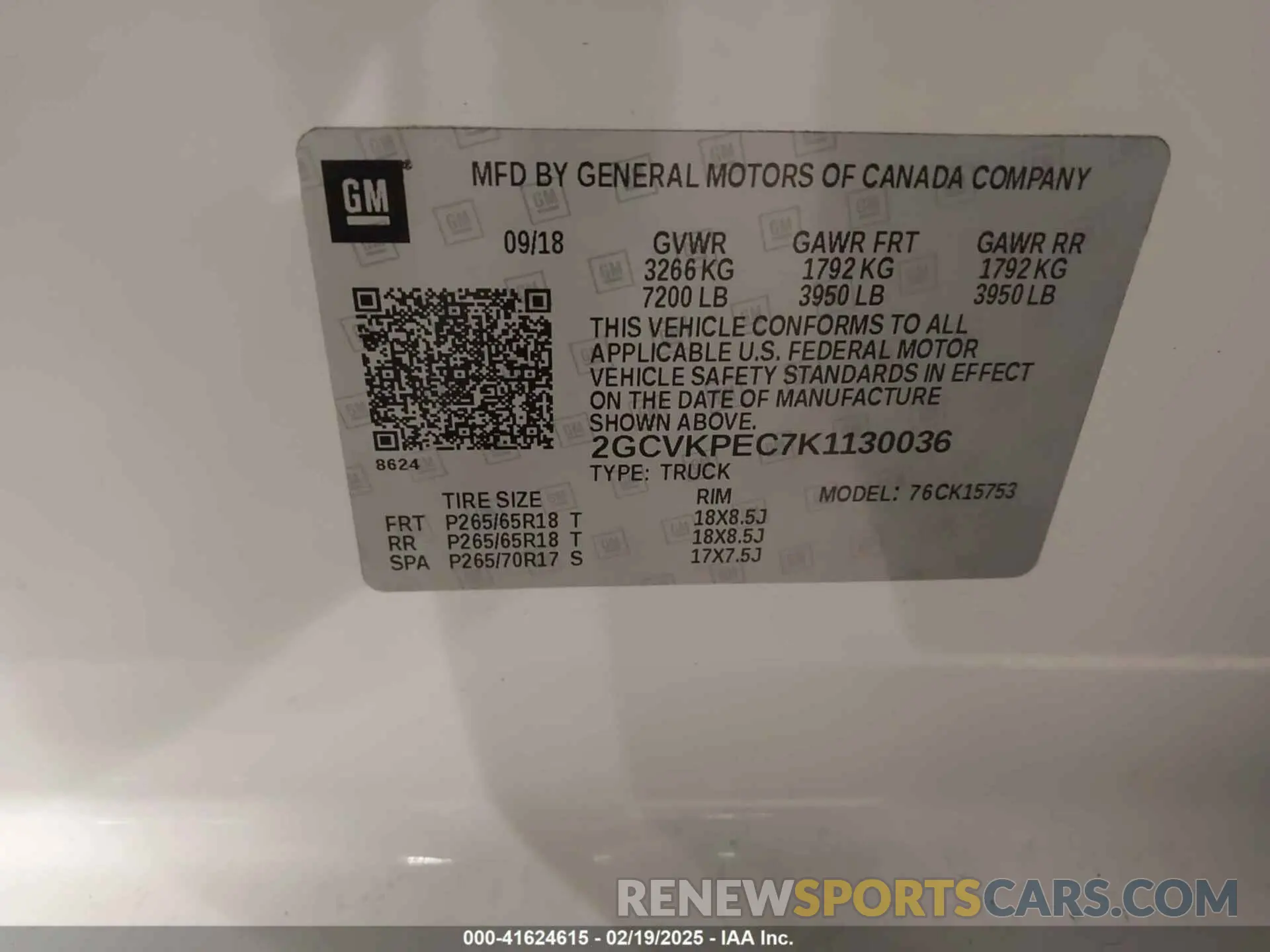 9 fotografías del automóvil dañado 2GCVKPEC7K1130036 CHEVROLET SILVERADO 1500 LD 2019