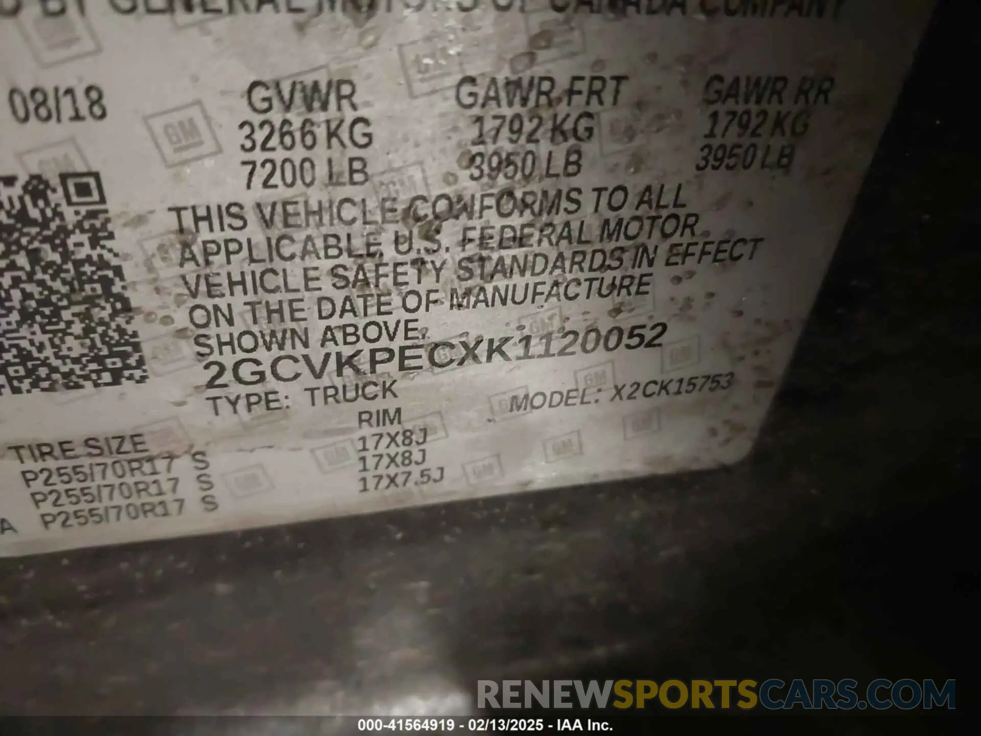 9 fotografías del automóvil dañado 2GCVKPECXK1120052 CHEVROLET SILVERADO 1500 LD 2019
