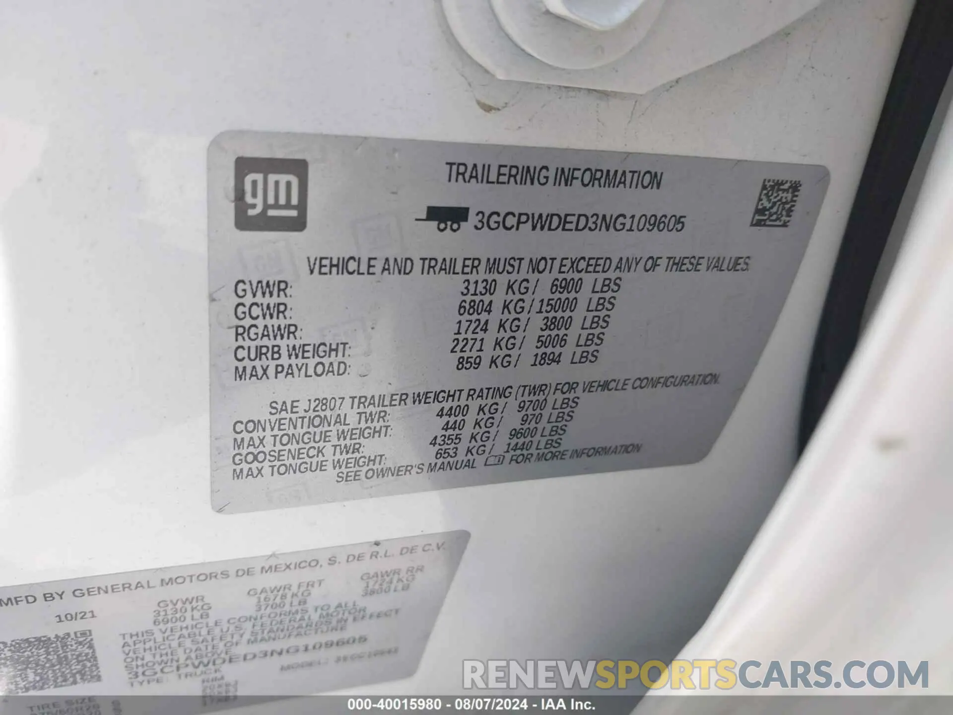 9 fotografías del automóvil dañado 3GCPWDED3NG109605 CHEVROLET SILVERADO 1500 LTD 2022