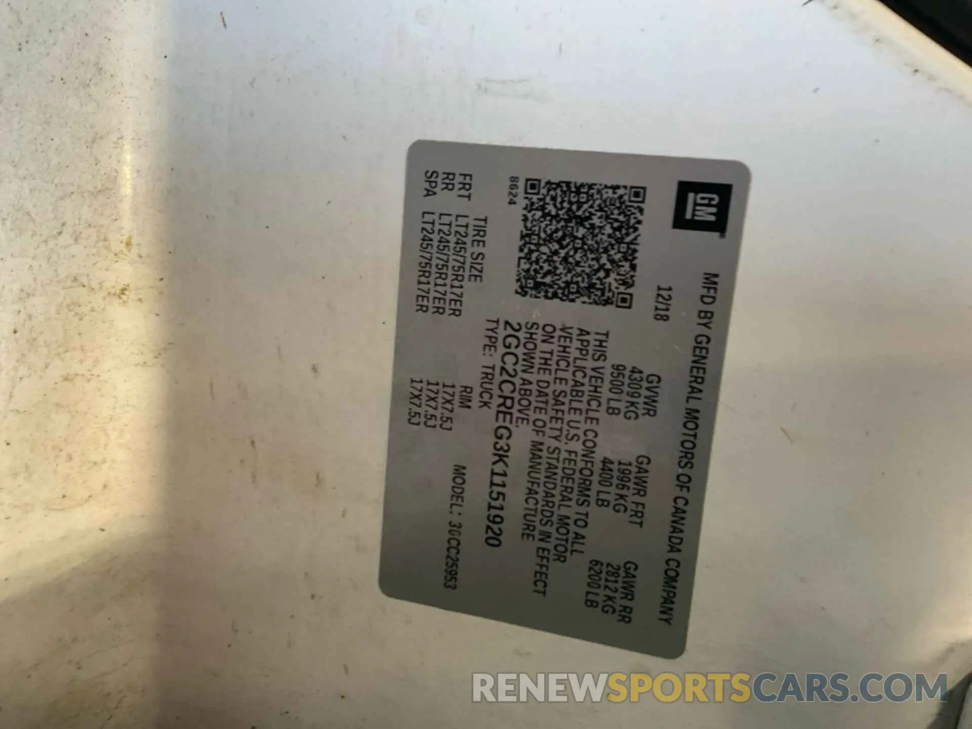 2 fotografías del automóvil dañado 2GC2CREG3K1151920 CHEVROLET SILVERADO 2019