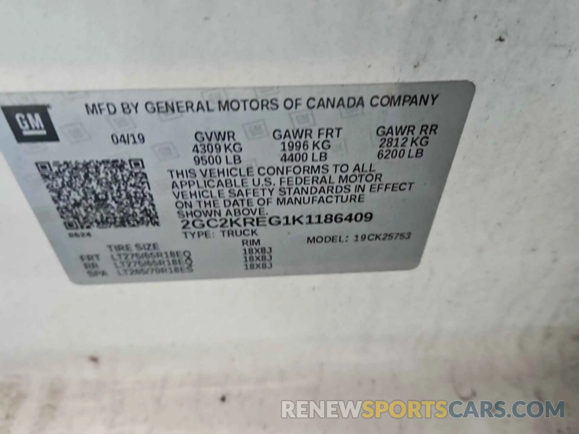 19 fotografías del automóvil dañado 2GC2KREG1K1186409 CHEVROLET SILVERADO 2019