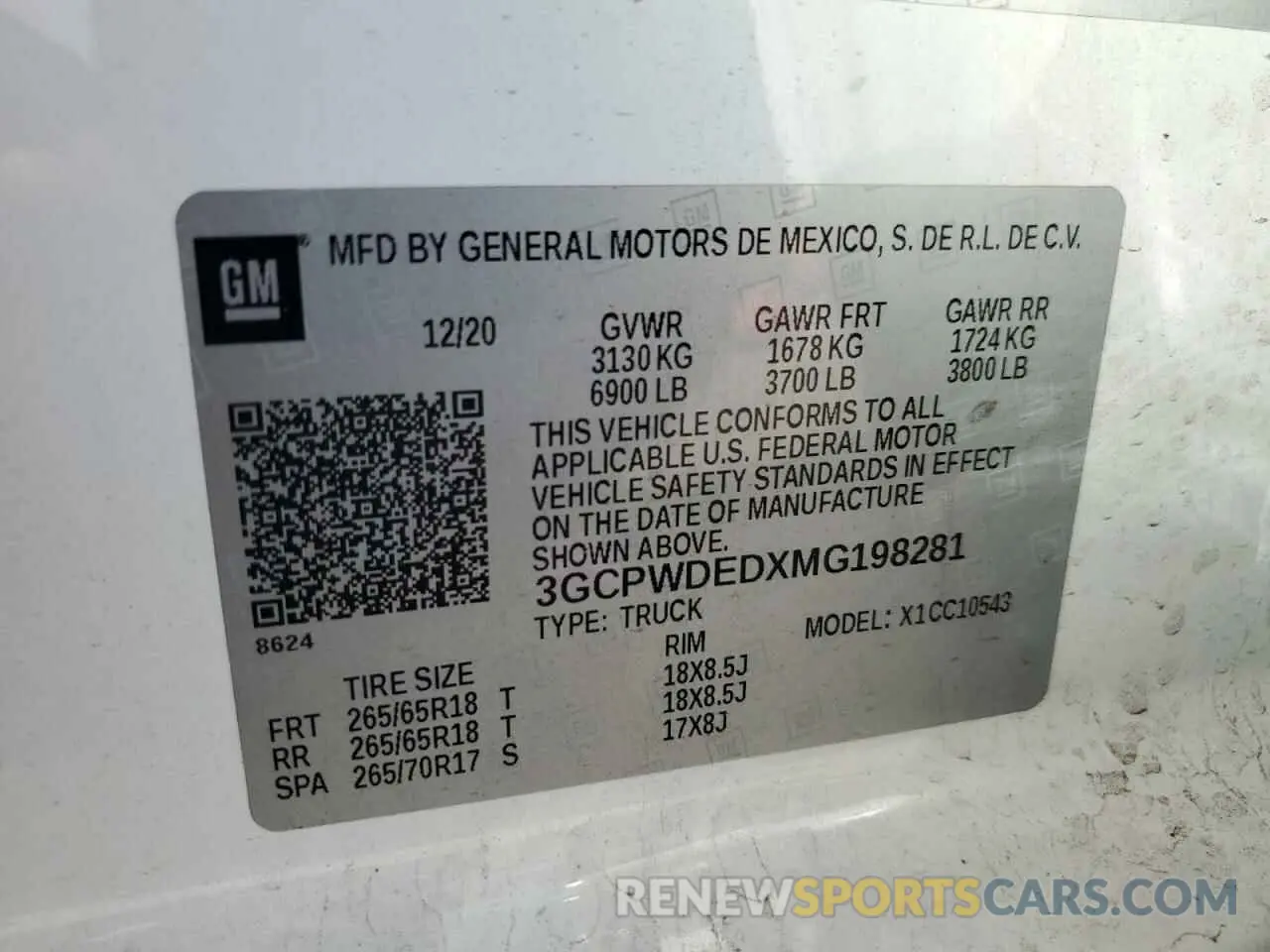 12 fotografías del automóvil dañado 3GCPWDEDXMG198281 CHEVROLET SILVERADO 2021