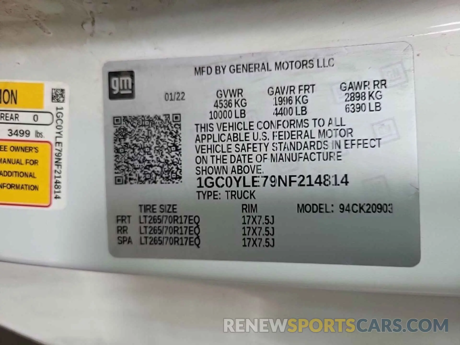 9 fotografías del automóvil dañado 1GC0YLE79NF214814 CHEVROLET SILVERADO 2022