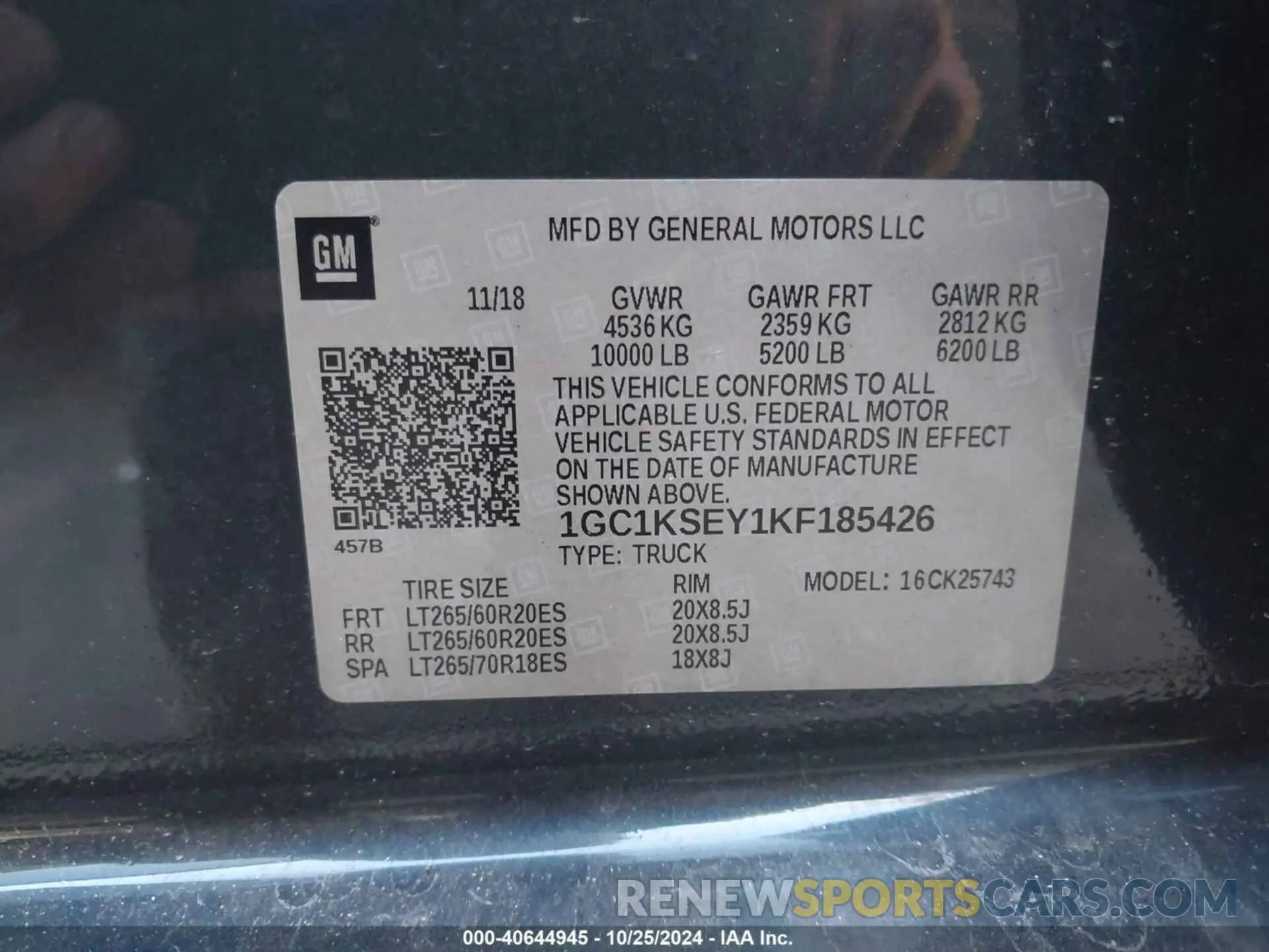 9 fotografías del automóvil dañado 1GC1KSEY1KF185426 CHEVROLET SILVERADO 2500HD 2019