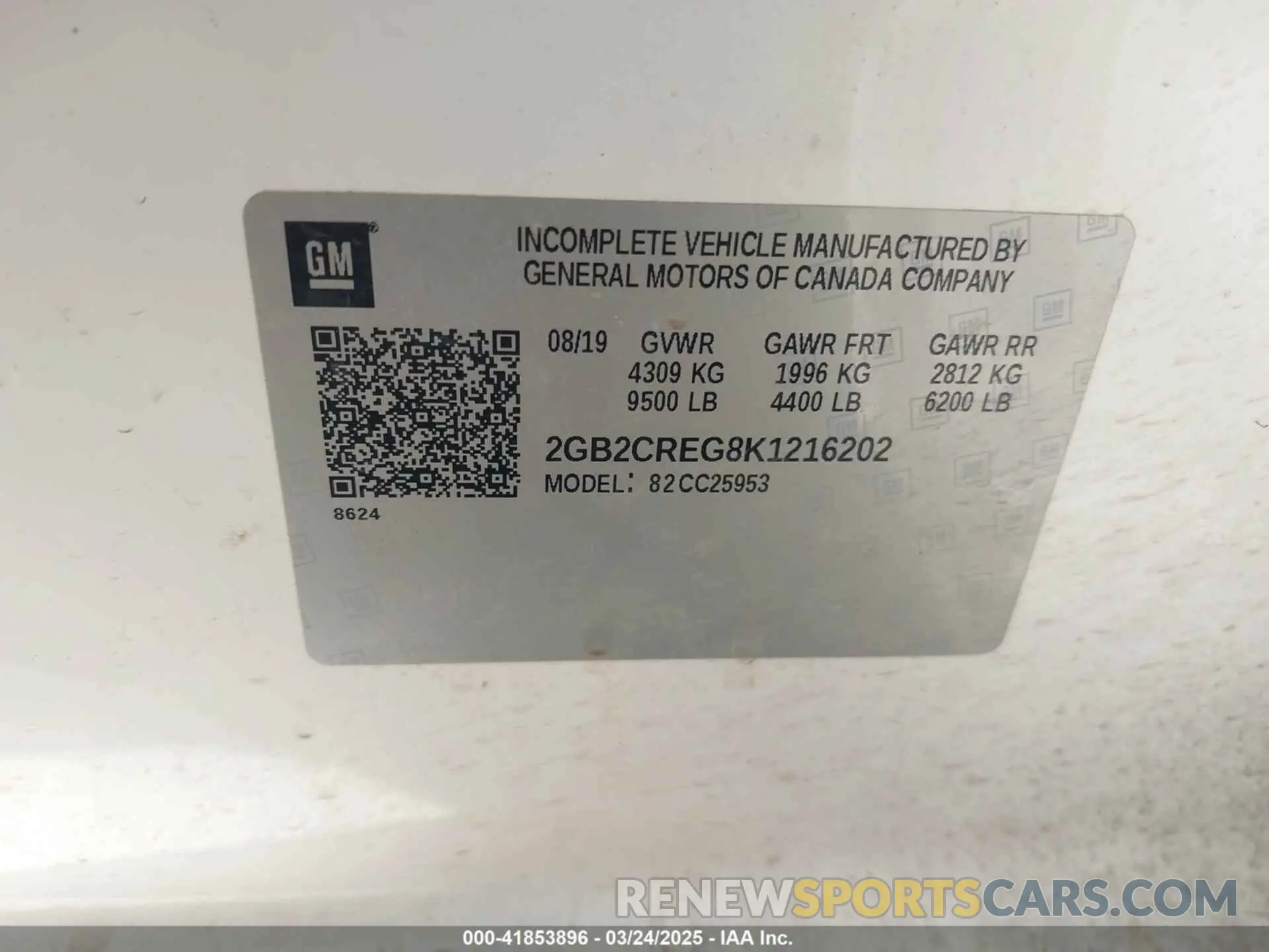 9 fotografías del automóvil dañado 2GB2CREG8K1216202 CHEVROLET SILVERADO 2500HD 2019