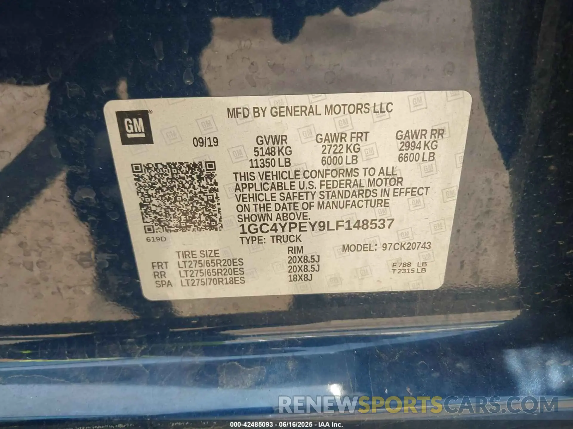 8 fotografías del automóvil dañado 1GC4YPEY9LF148537 CHEVROLET SILVERADO 2500HD 2020