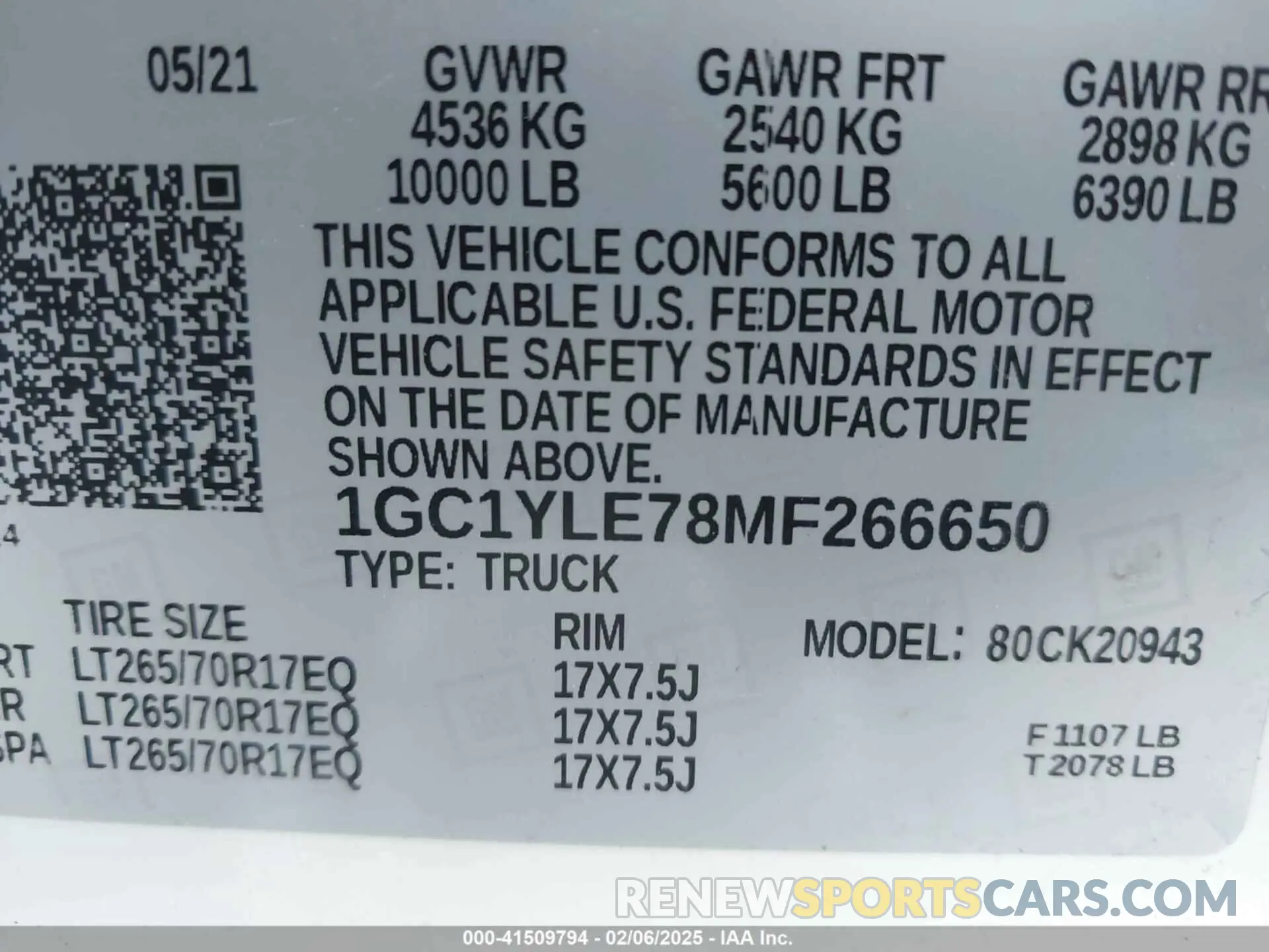 9 fotografías del automóvil dañado 1GC1YLE78MF266650 CHEVROLET SILVERADO 2500HD 2021