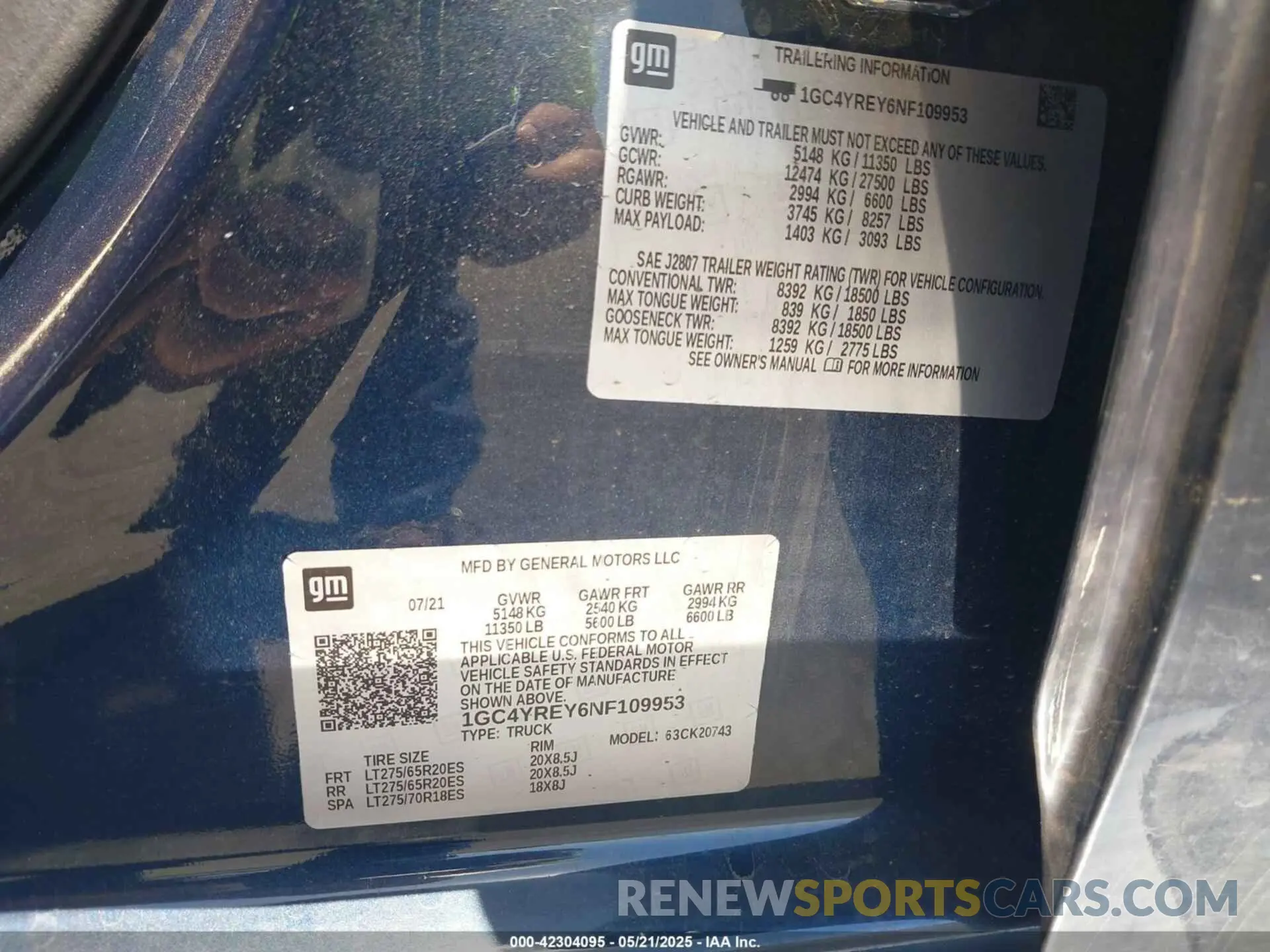 9 fotografías del automóvil dañado 1GC4YREY6NF109953 CHEVROLET SILVERADO 2500HD 2022