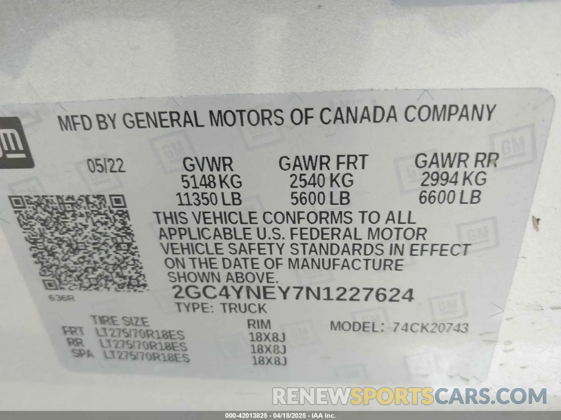 8 fotografías del automóvil dañado 2GC4YNEY7N1227624 CHEVROLET SILVERADO 2500HD 2022