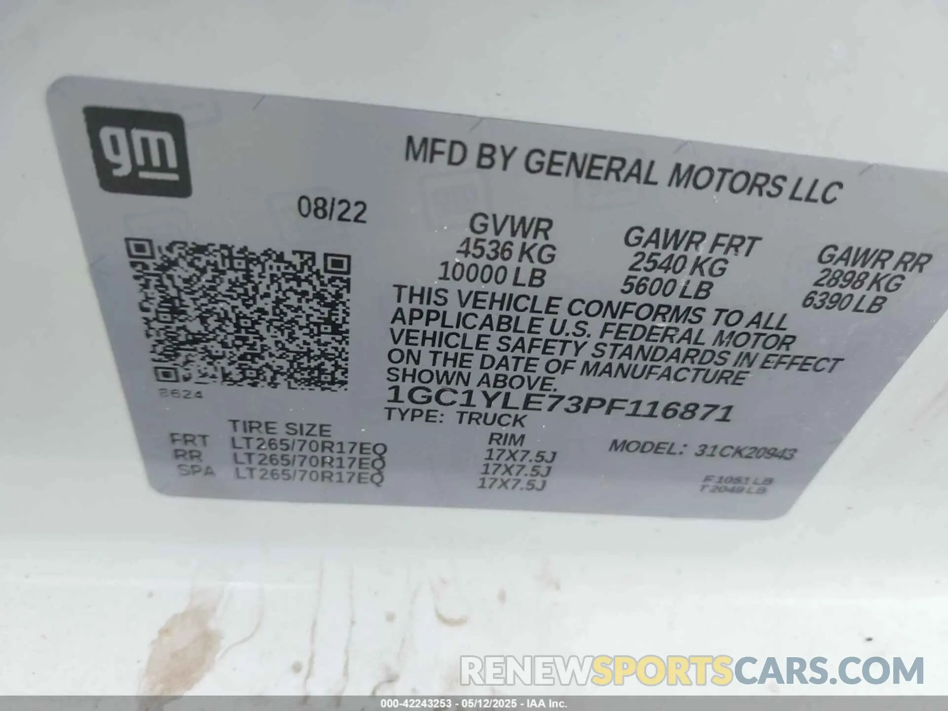 9 fotografías del automóvil dañado 1GC1YLE73PF116871 CHEVROLET SILVERADO 2500HD 2023