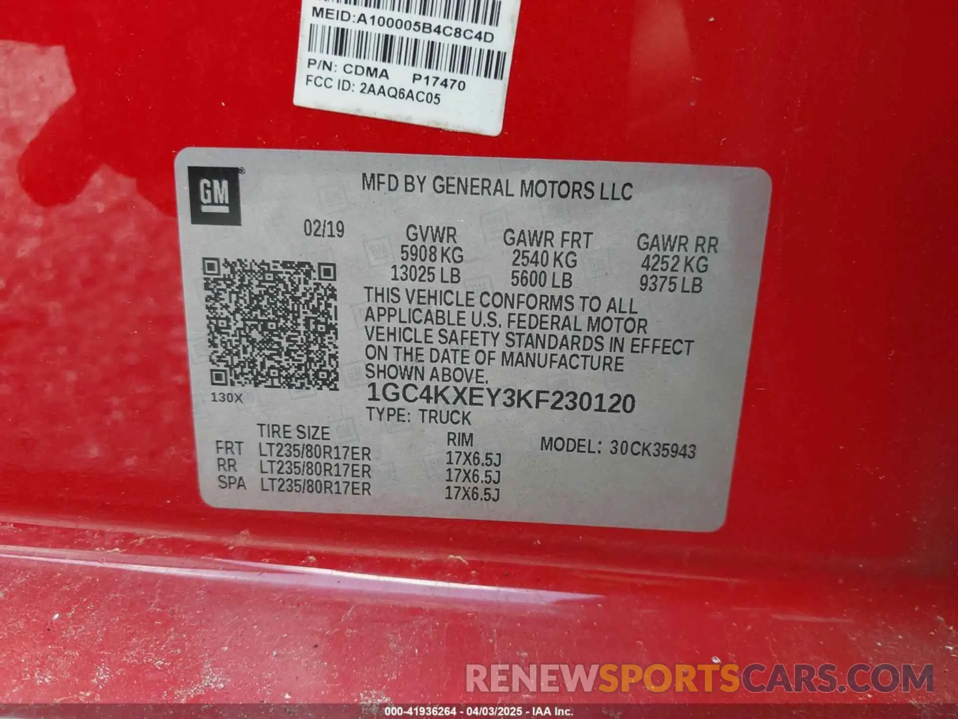 9 fotografías del automóvil dañado 1GC4KXEY3KF230120 CHEVROLET SILVERADO 3500HD 2019