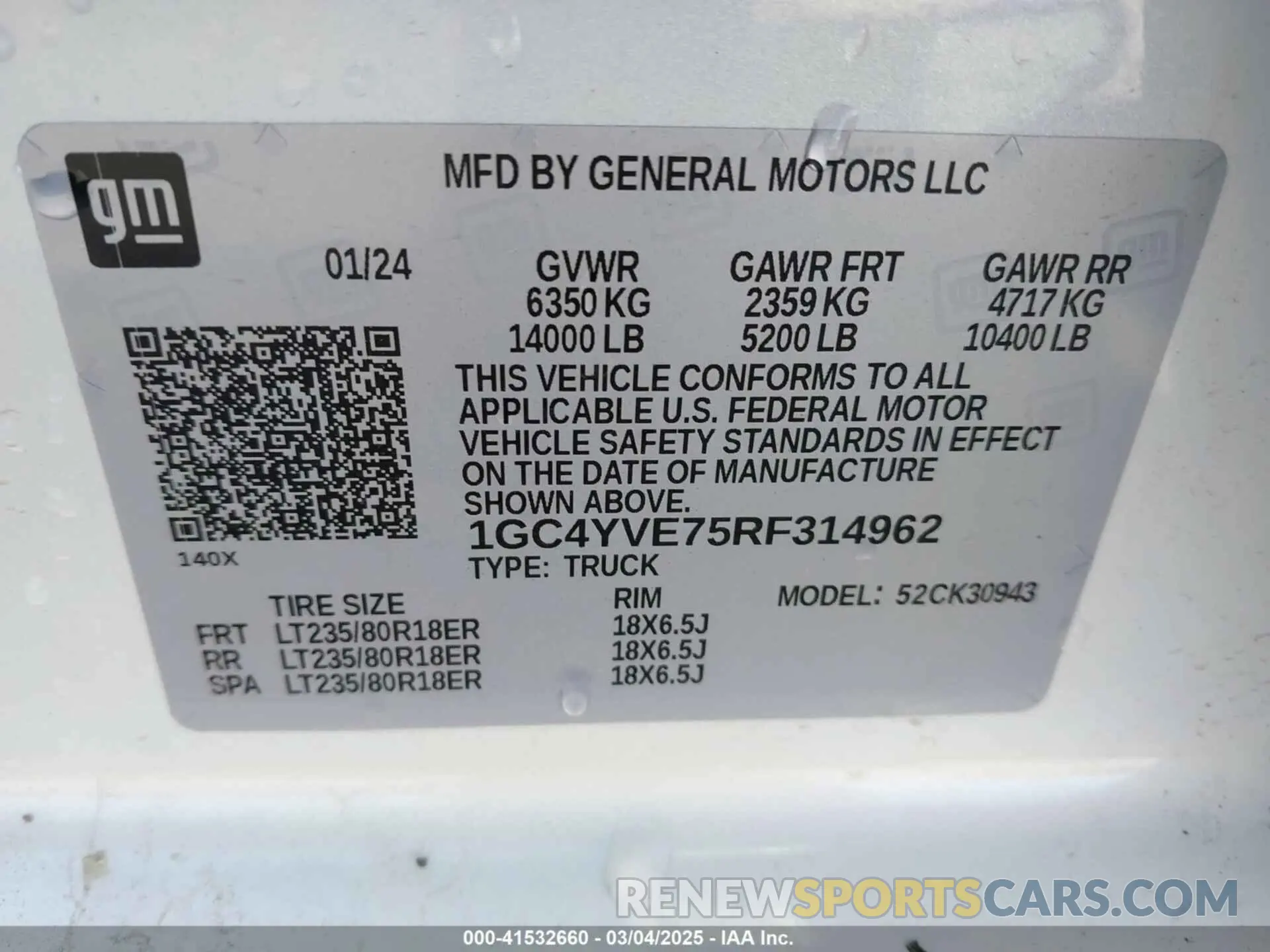 8 fotografías del automóvil dañado 1GC4YVE75RF314962 CHEVROLET SILVERADO 3500HD 2024