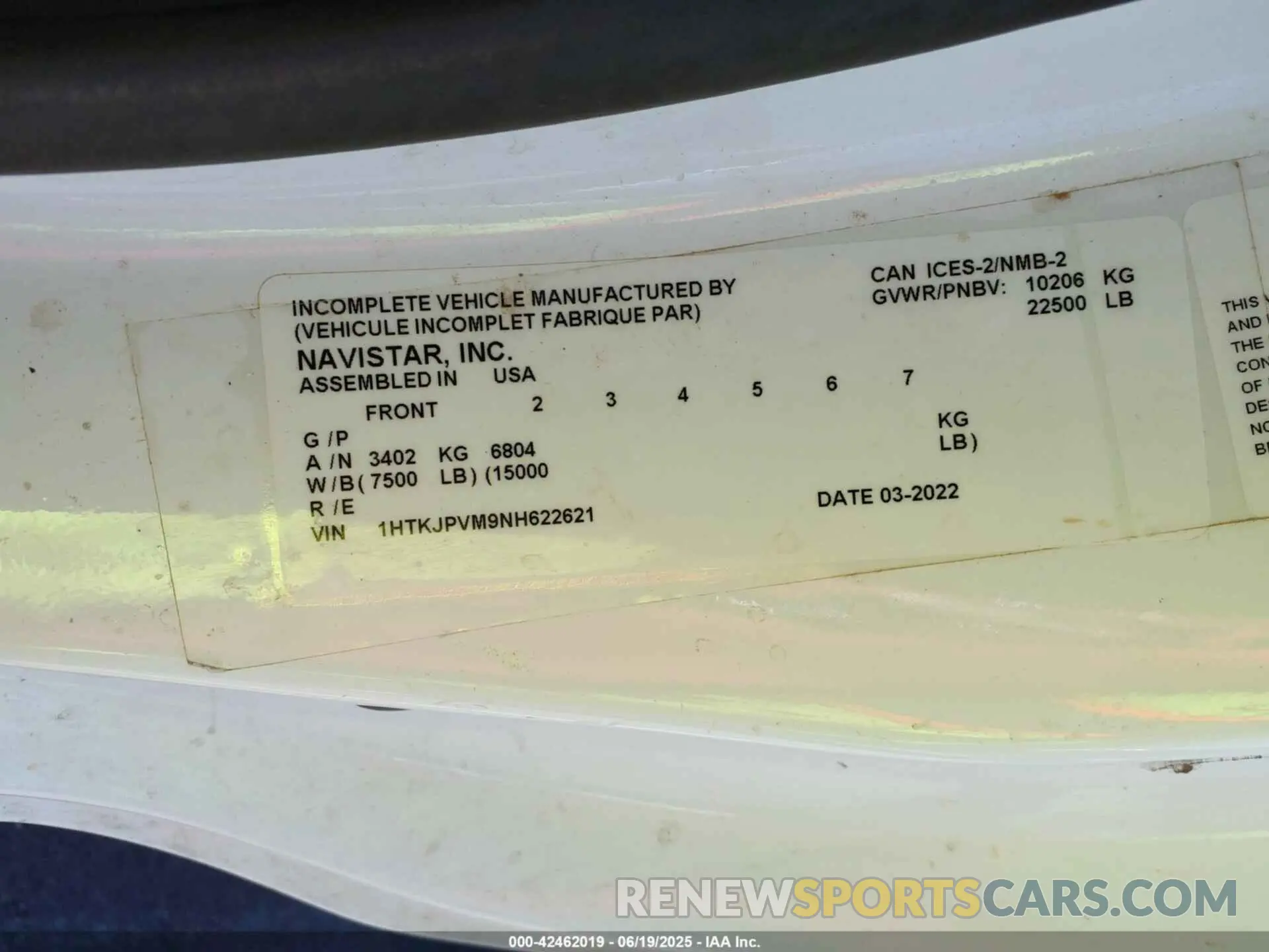 8 fotografías del automóvil dañado 1HTKJPVM9NH622621 CHEVROLET SILVERADO 4500HD 2022