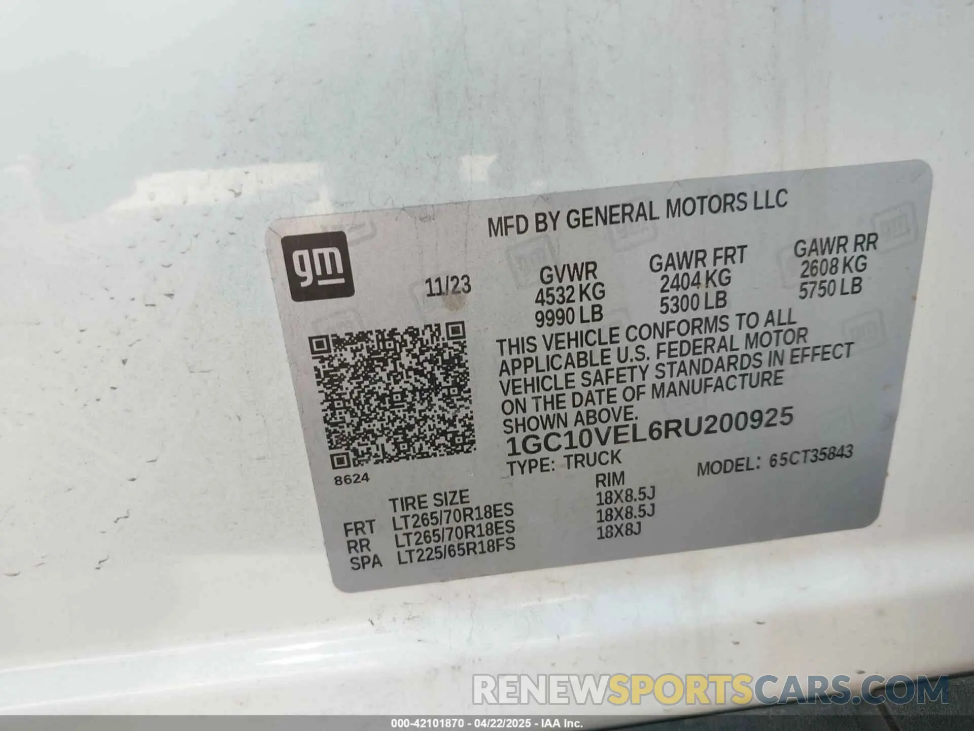 9 fotografías del automóvil dañado 1GC10VEL6RU200925 CHEVROLET SILVERADO EV 2024