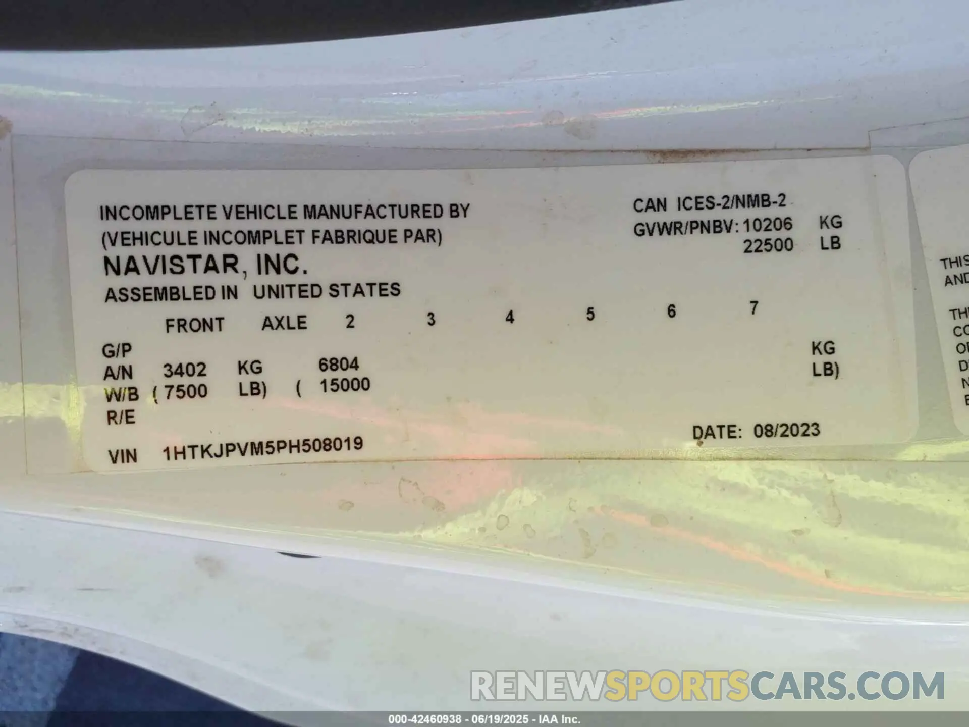 8 fotografías del automóvil dañado 1HTKJPVM5PH508019 CHEVROLET SILVERADO MD 2023