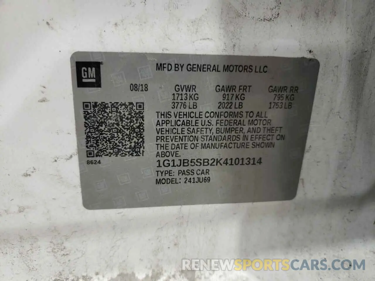 12 fotografías del automóvil dañado 1G1JB5SB2K4101314 CHEVROLET SONIC 2019