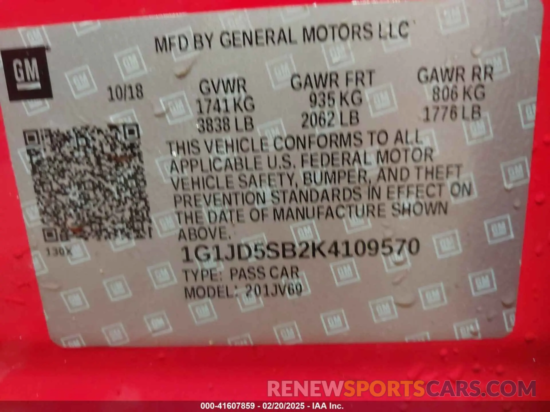 9 fotografías del automóvil dañado 1G1JD5SB2K4109570 CHEVROLET SONIC 2019