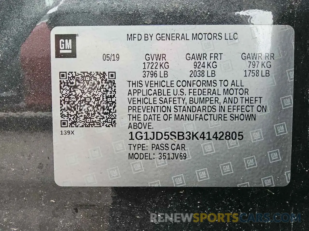 13 fotografías del automóvil dañado 1G1JD5SB3K4142805 CHEVROLET SONIC 2019