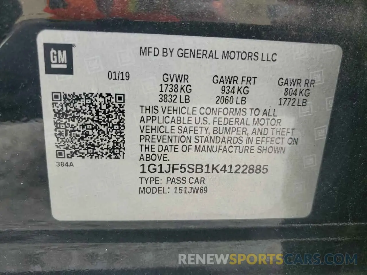 14 fotografías del automóvil dañado 1G1JF5SB1K4122885 CHEVROLET SONIC 2019