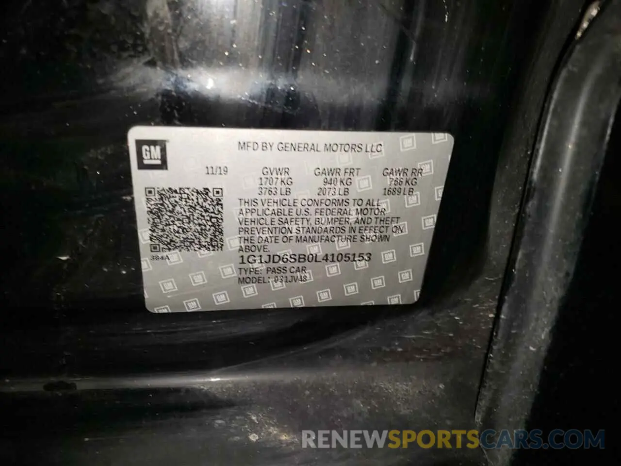 12 fotografías del automóvil dañado 1G1JD6SB0L4105153 CHEVROLET SONIC 2020