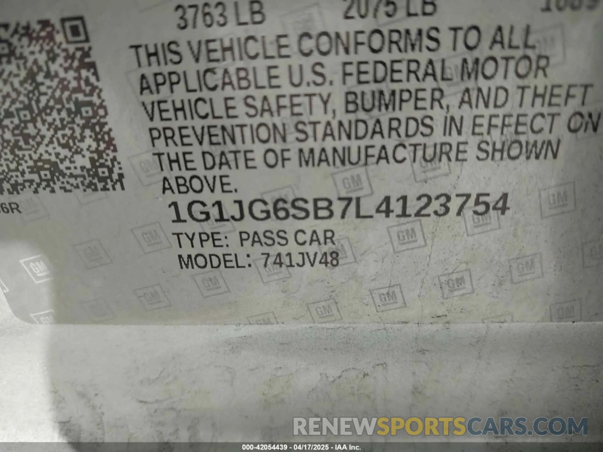 9 fotografías del automóvil dañado 1G1JG6SB7L4123754 CHEVROLET SONIC 2020