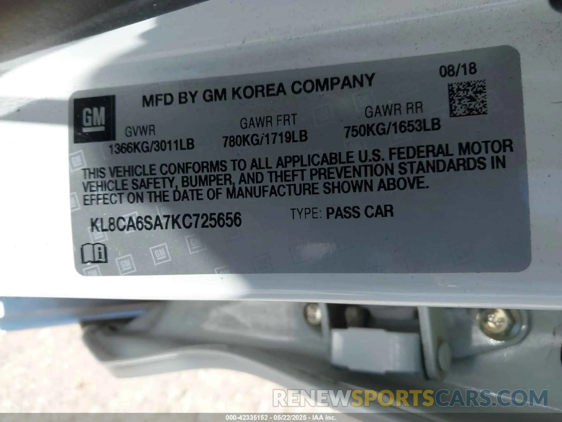 9 fotografías del automóvil dañado KL8CA6SA7KC725656 CHEVROLET SPARK 2019