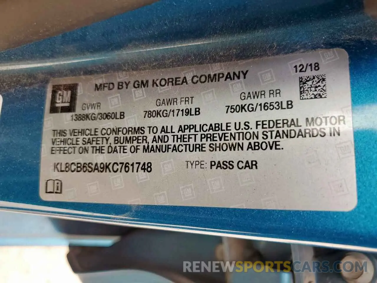 13 fotografías del automóvil dañado KL8CB6SA9KC761748 CHEVROLET SPARK 2019