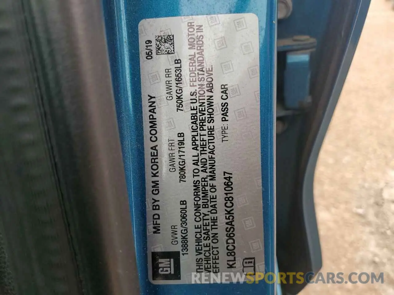 12 fotografías del automóvil dañado KL8CD6SA5KC810647 CHEVROLET SPARK 2019