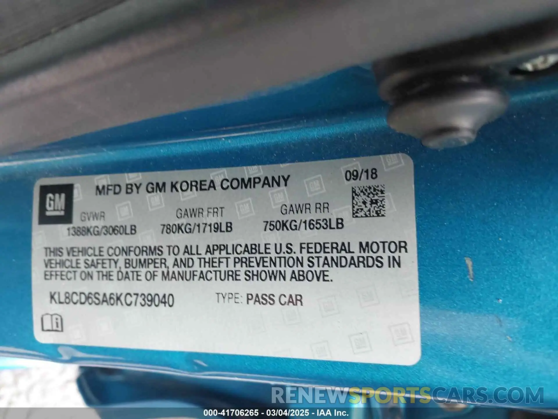 9 fotografías del automóvil dañado KL8CD6SA6KC739040 CHEVROLET SPARK 2019