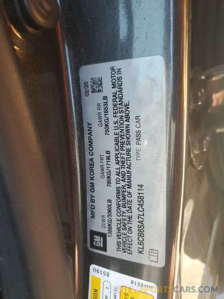 14 fotografías del automóvil dañado KL8CB6SA7LC458114 CHEVROLET SPARK 2020